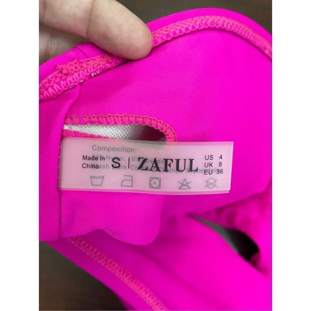 Zaful Neon Hot Pink One Shoulder Bikini Top Size Small